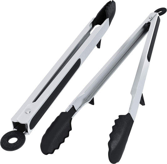 Kona Smoker Tongs Set - Grill Mat Safe - 17" & 15" BPA Free Food Grade Nylon Tongs