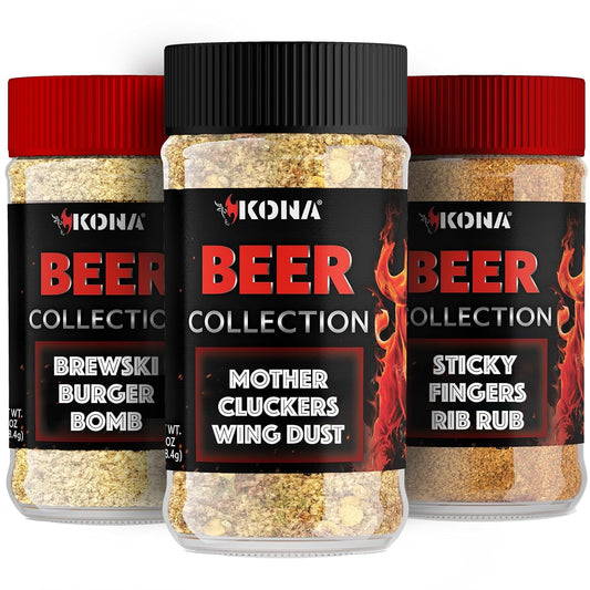 Kona Beer Infused Seasoning Set - For Wings, Burgers, Ribs